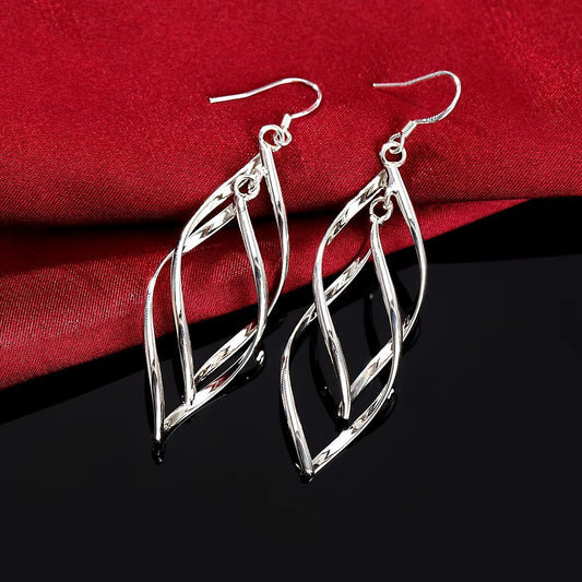 Boucles d'oreilles Anneaux enlacés, bijou plaqué argent