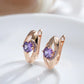 Boucles d'oreilles avec zircons mauves, bijou en plaqué or rose