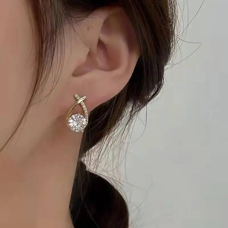 Boucles d'oreilles Zircons blancs, bijou plaqué or