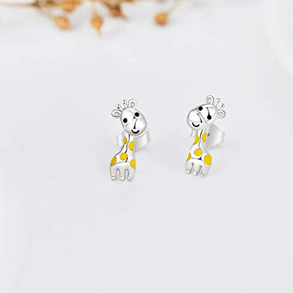 Boucles d'oreilles Girafes, bijou en plaqué argent