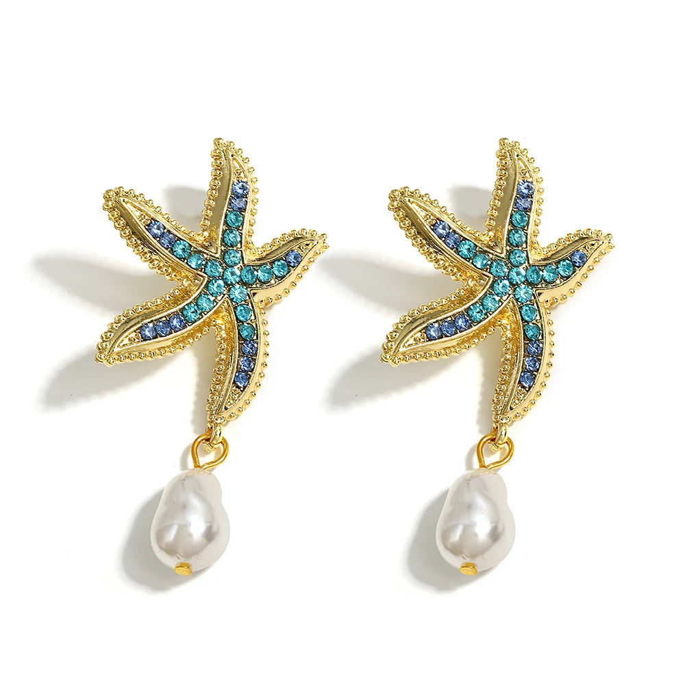 Boucles d'oreilles Étoiles de mer, bijou en plaqué or et en acrylique