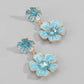 Boucles d'oreilles Fleurs bleues, bijou en acier inoxydable et en émail