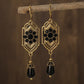 Boucles d'oreilles indiennes à perles et zircons noirs, bijou en plaqué or