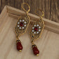 Boucles d'oreilles indiennes à perles et zircons rouges, bijou en plaqué or