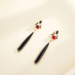 Boucles d'oreilles en agate noire et cristal rouge, bijou en plaqué or rose