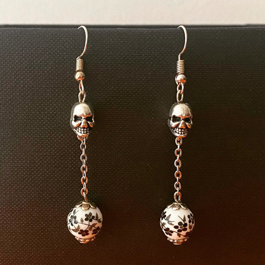 Boucles d'oreilles Tête de Mort, bijou en acier inoxydable