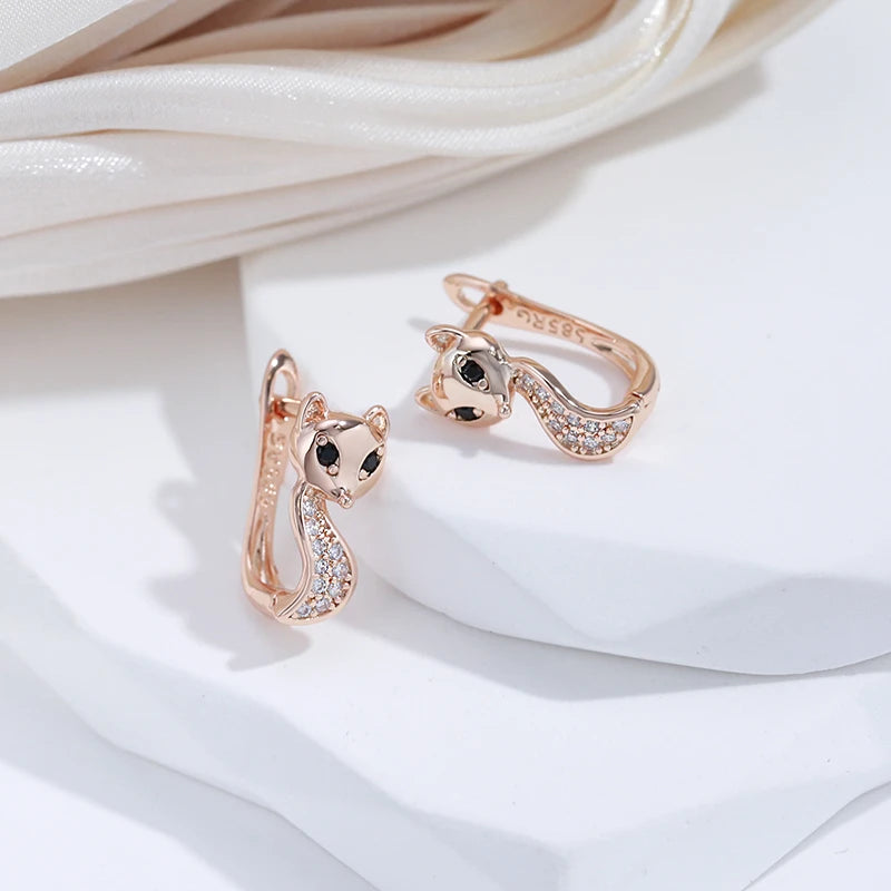 boucles d'oreilles renards avec zircons blancs