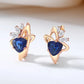 Boucles d'oreilles Zircons bleu saphir et zircons blancs