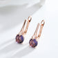 Boucles d'oreilles Zircons mauves, bijou en plaqué or rose