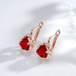 Boucles d'oreilles Zircons rouges, bijou en plaqué or rose