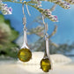 Boucles d'oreilles Zircons vert olive, bijou en plaqué argent