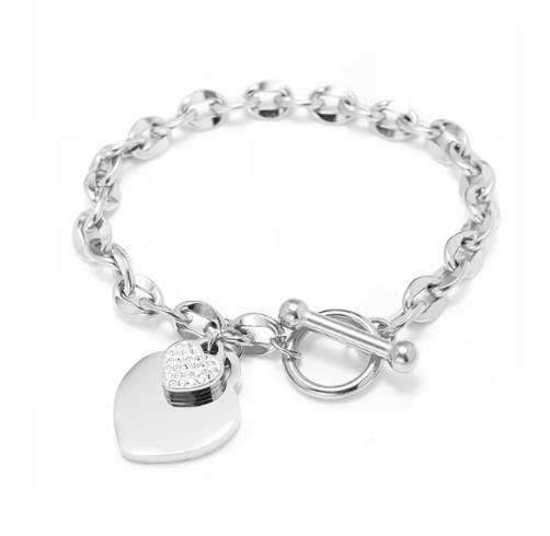 Bracelet duo de pendentifs coeurs, bijou en acier inoxydable