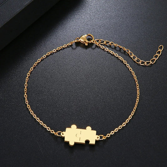 Bracelet Puzzle, bijou en acier inoxydable doré