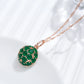 Collier pendentif rond à zircons verts, bijou en plaqué or rose