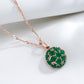 Collier pendentif rond à zircons verts, bijou en plaqué or rose