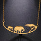 Collier Savane avec éléphants, bijou en acier inoxydable doré