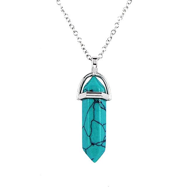 Collier avec pendentif en pierre naturelle turquoise