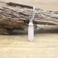 Collier pendentif Quartz rose, bijou chakra en acier inoxydable