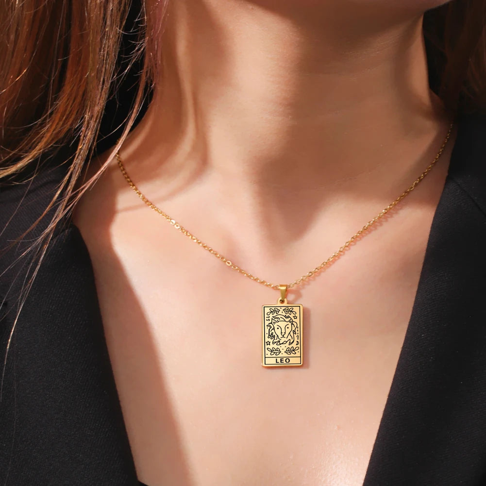 Collier Signe astrologique pour femmes, bijou en acier inoxydable