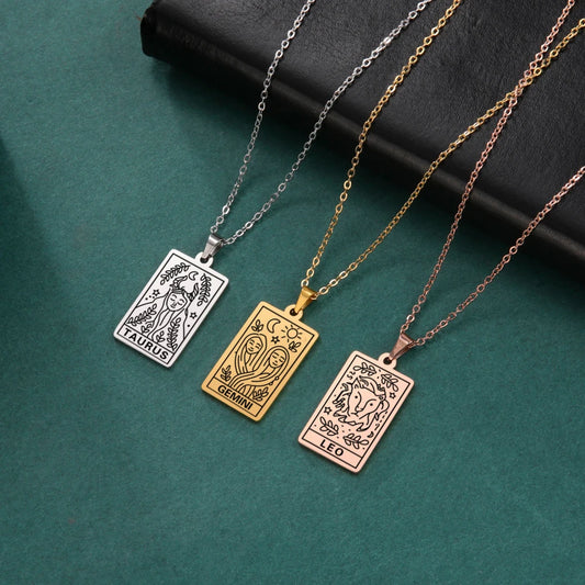 Collier Signe astrologique pour femmes, bijou en acier inoxydable