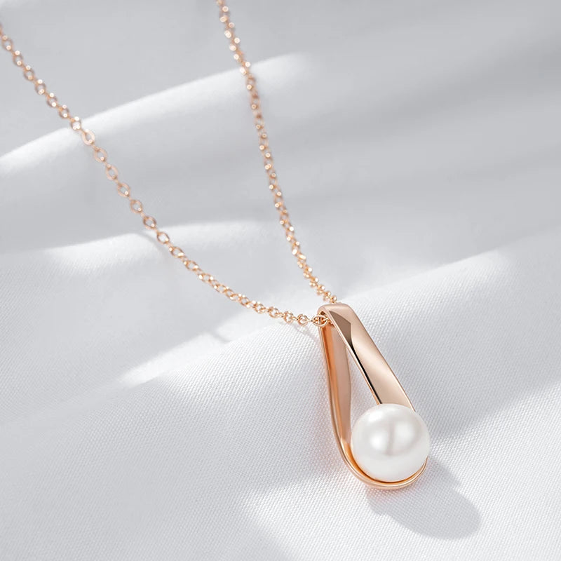 Collier Perle nacrée, bijou en plaqué or rose