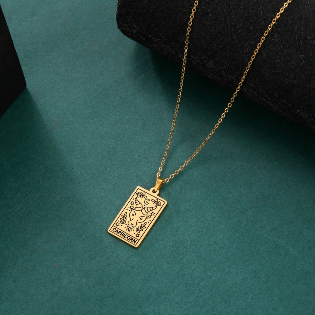 Collier Signe astrologique pour femmes, bijou en acier inoxydable