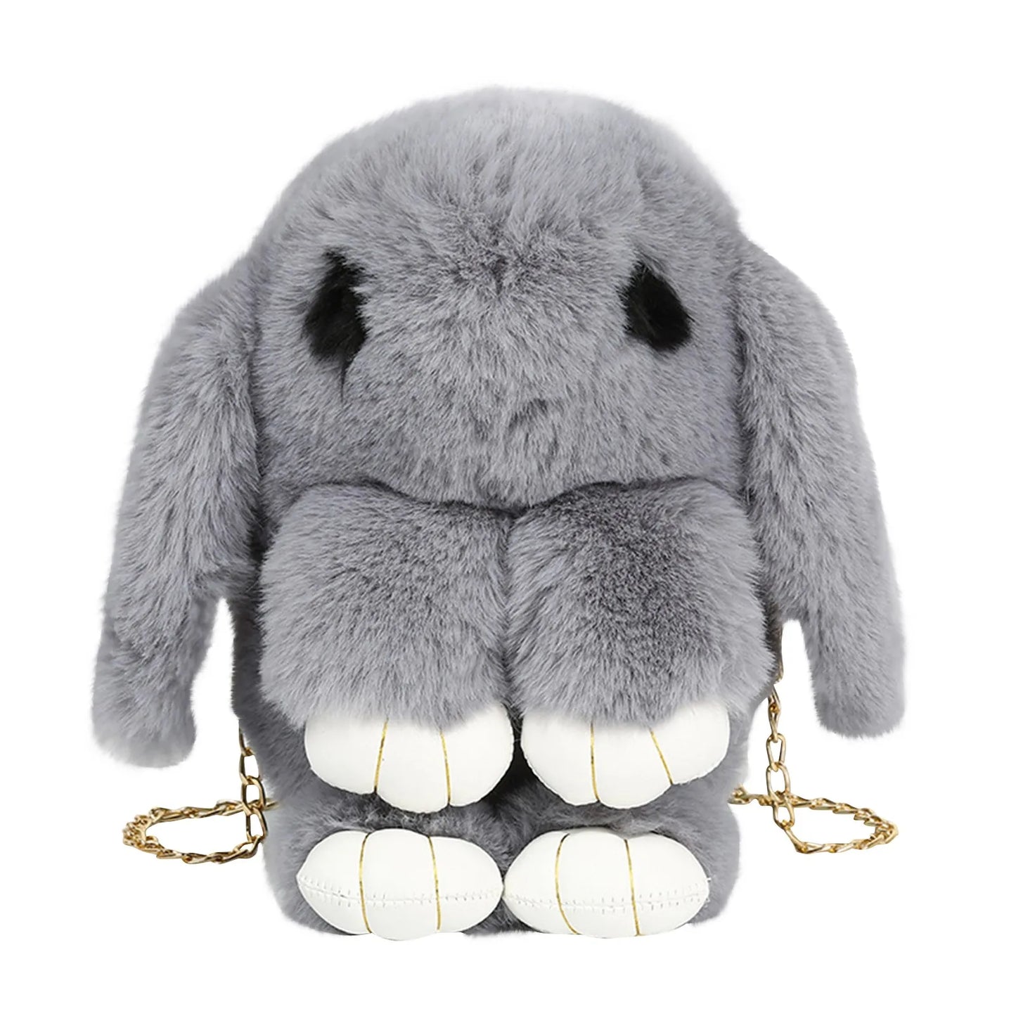 Sac-peluche lapin avec bandoulière, de couleur grise