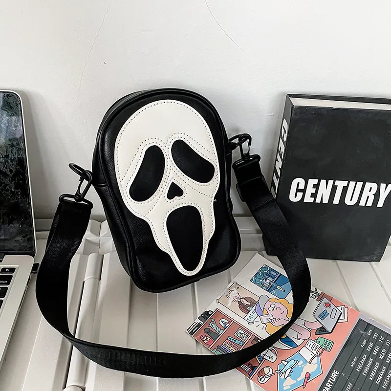 Sac Scream, en simili-cuir noir et blanc