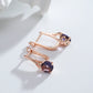 Boucles d'oreilles Zircons mauves, bijou en plaqué or rose