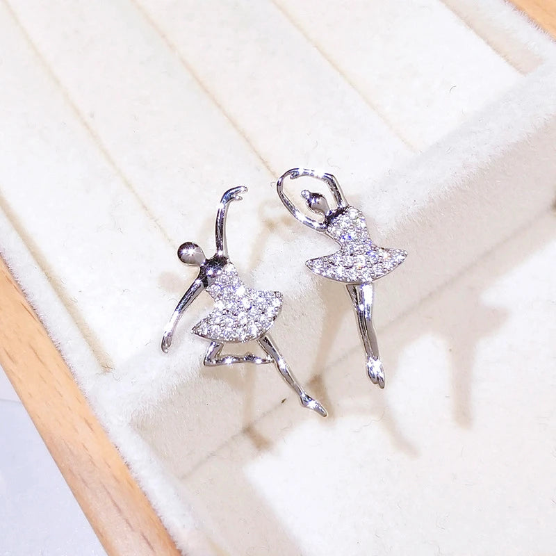 boucles d'oreilles ballerines avec zircons blancs