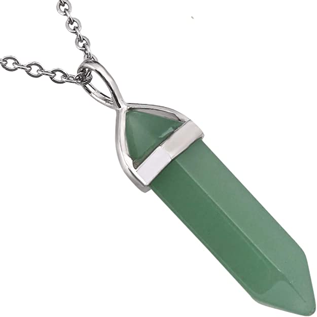 Collier avec pendentif en pierre naturelle Aventurine verte, bijou chakra