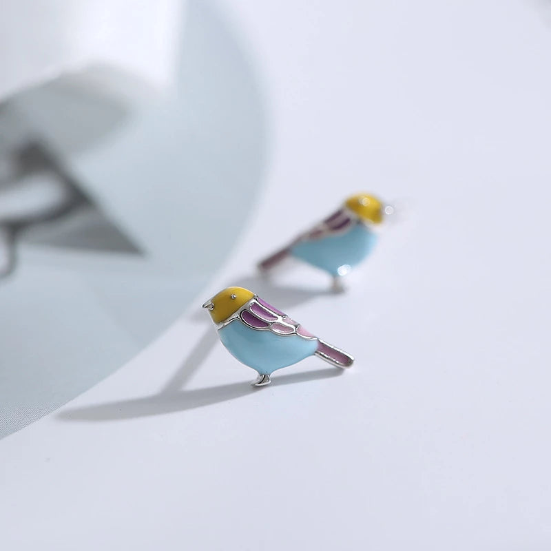 boucles d'oreilles oiseaux multicolores