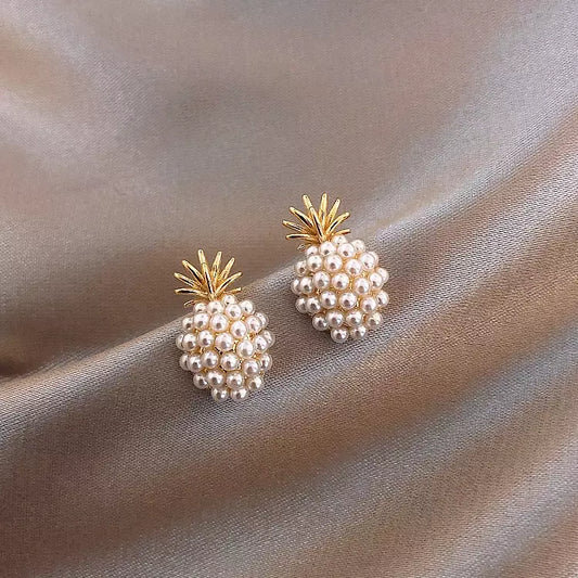 Boucles d'oreilles Ananas, bijou en plaqué or et en acrylique