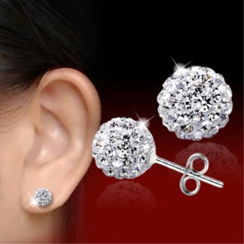 boucles d'oreilles boules avec zircons