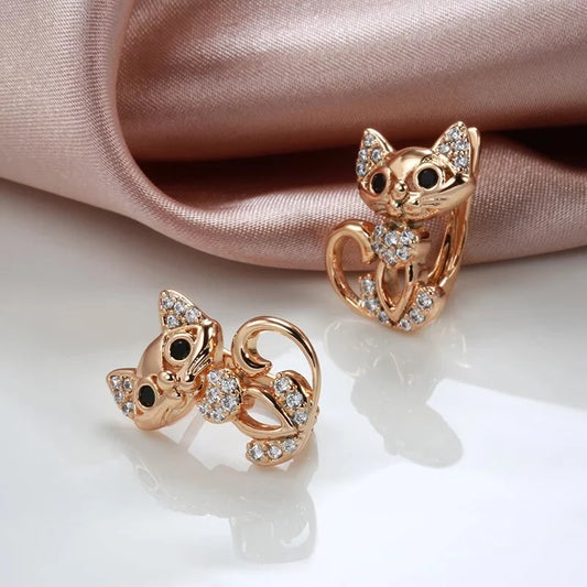 boucles d'oreilles chats avec zircons