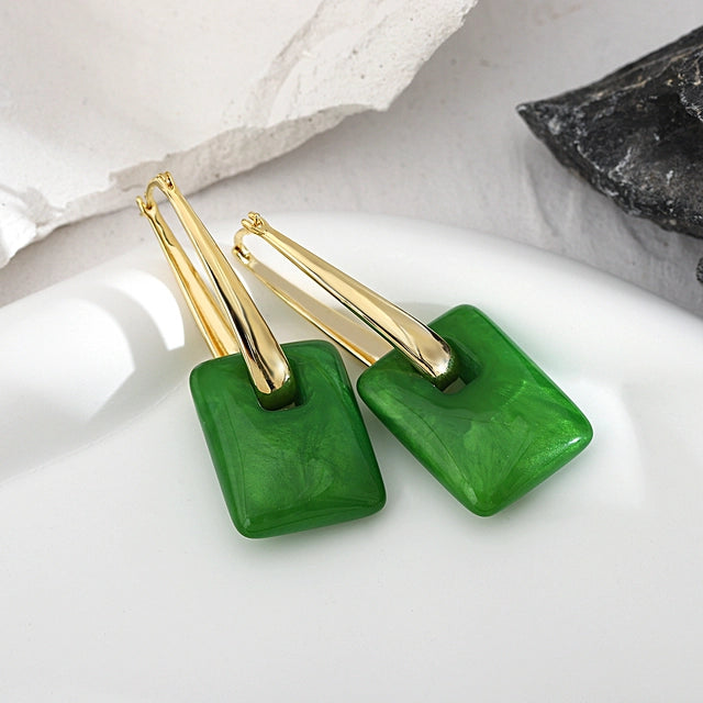 boucles d'oreilles en acrylique verte