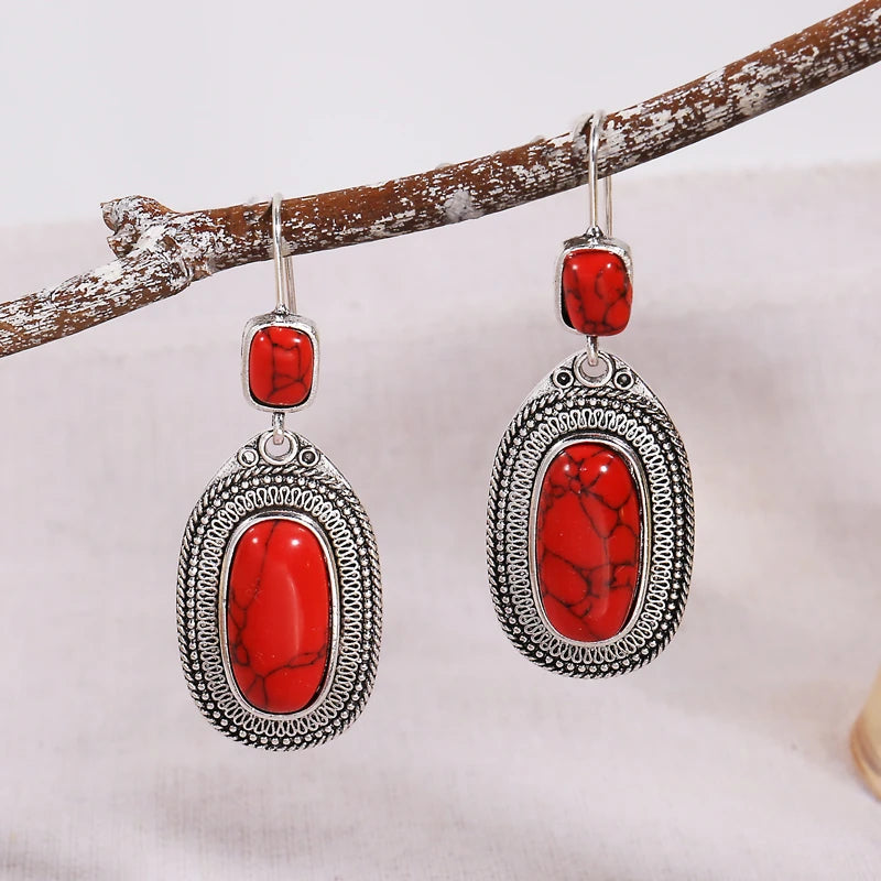 boucles d'oreilles en pierre naturelle jaspe rouge