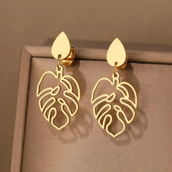 boucles d'oreilles feuilles exotiques