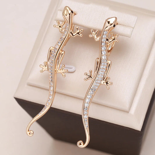 boucles d'oreilles lézards avec zircons blancs