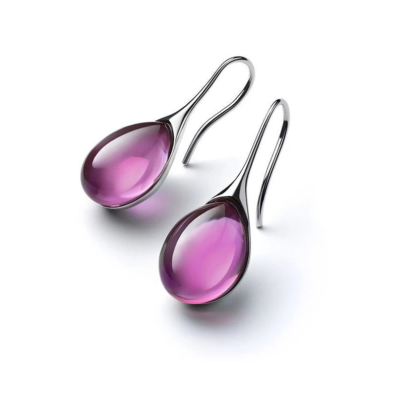 boucles d'oreilles en opale mauve