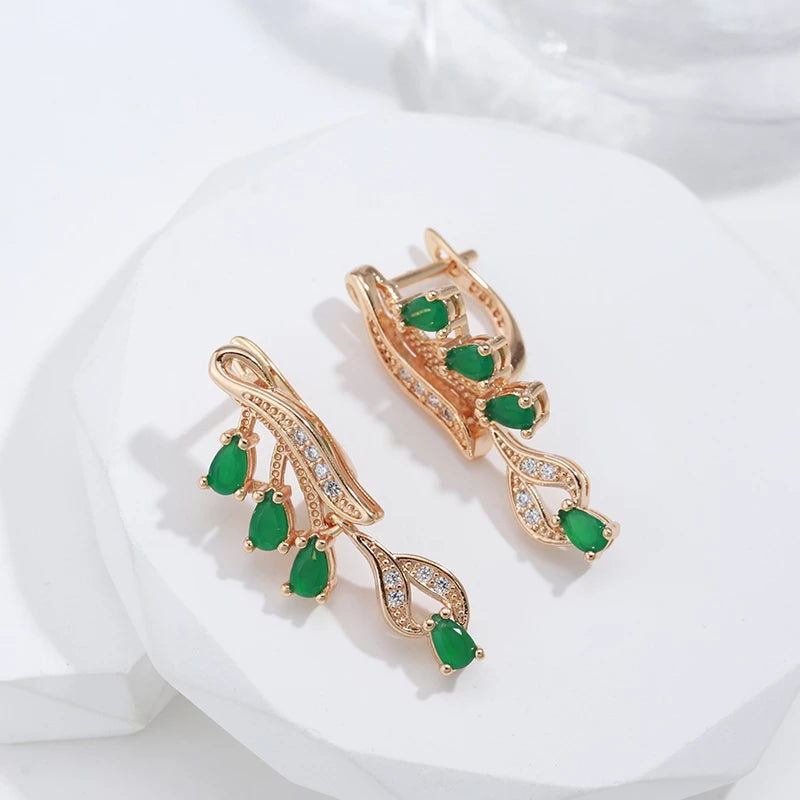 Boucles d'oreilles pendantes Zircons blancs et zircons verts