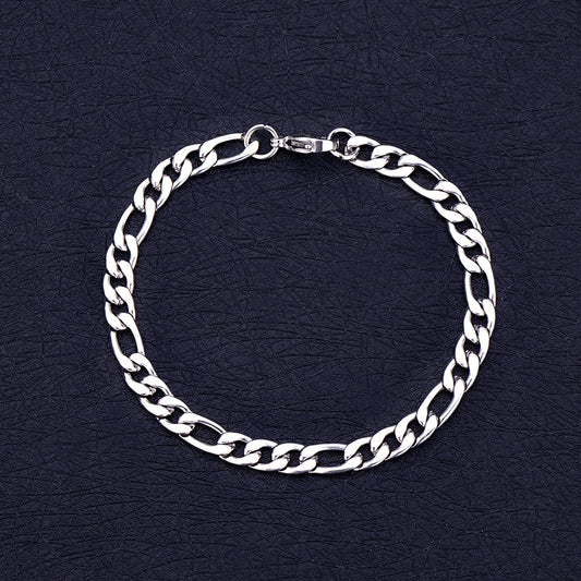 Bracelet pour hommes, maille figaro, bijou en acier inoxydable argenté