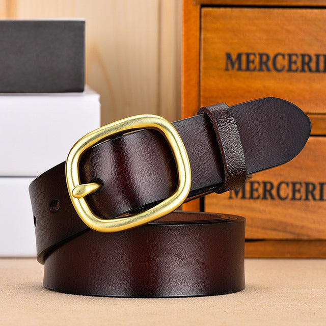 Ceinture brune, en cuir véritable