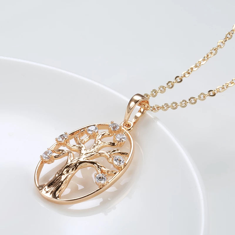 Collier Arbre de Vie, bijou en plaqué or rose