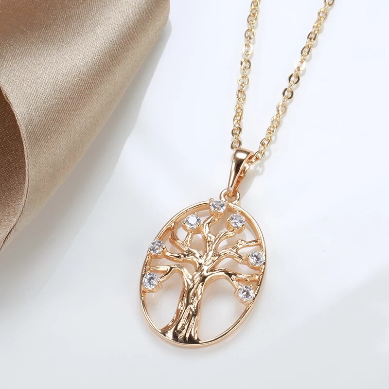 Collier Arbre de Vie, bijou en plaqué or rose