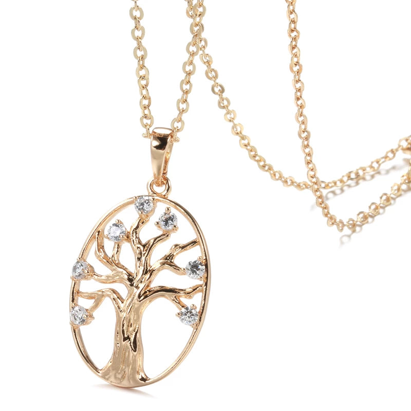 Collier Arbre de Vie, bijou en plaqué or rose