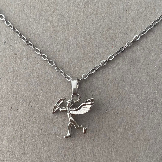 Collier pendentif Cupidon, bijou en acier inoxydable