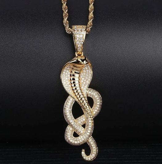 Collier Serpent serti de zircons blancs, bijou en plaqué or