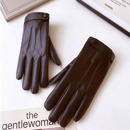 gants en cuir noir