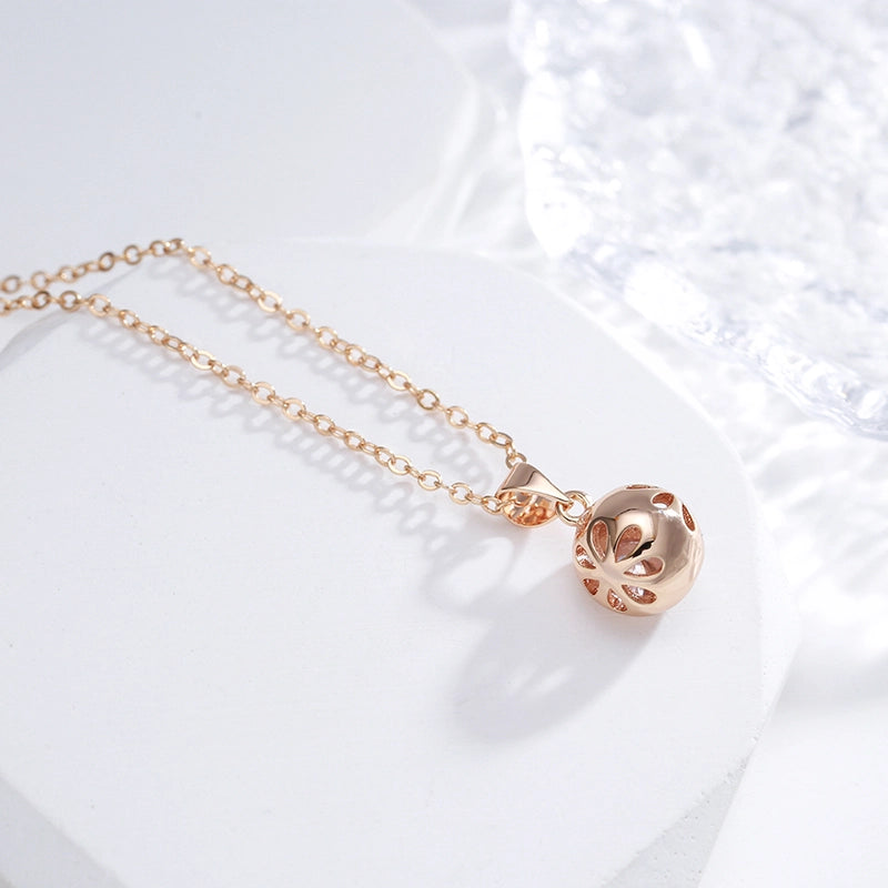 Collier Boule avec Zircon blanc, bijou en plaqué or rose